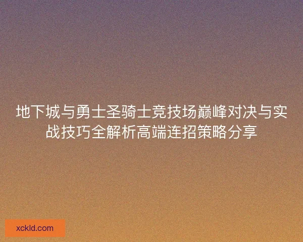 地下城与勇士圣骑士竞技场巅峰对决与实战技巧全解析高端连招策略分享